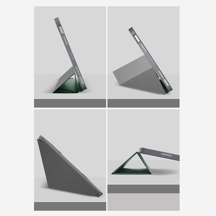 For iPad Pro 12.9 2022 / 2021 / 2020 Mutural Multi-fold Smart Leather Tablet Case(Dark Green) by Mutural