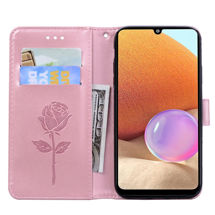 For Samsung Galaxy A32 4G Rose Embossed Horizontal Flip PU Leather Case with Holder & Card Slots & Wallet(Rose Gold) - Galaxy Phone Cases by buy2fix | Online Shopping UK | buy2fix