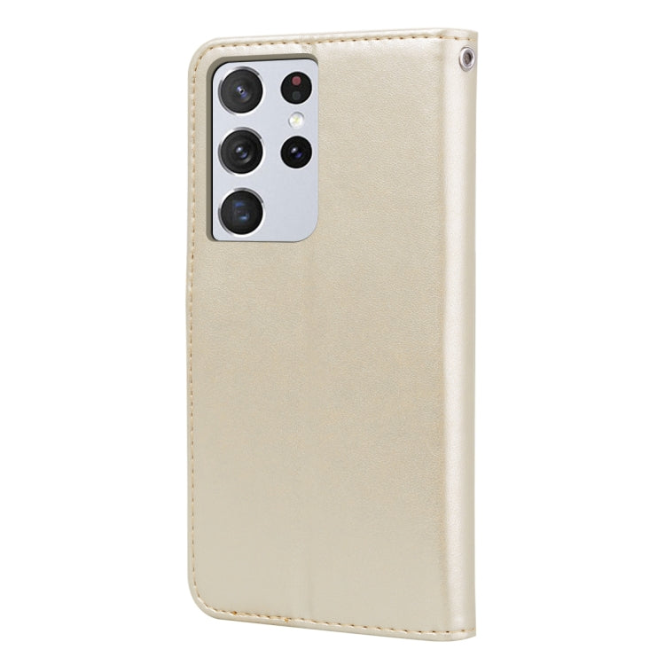 For Samsung Galaxy S21 Ultra 5G Rose Embossed Horizontal Flip PU Leather Case with Holder & Card Slots & Wallet(Gold) - Galaxy S21 Ultra 5G Cases by buy2fix | Online Shopping UK | buy2fix