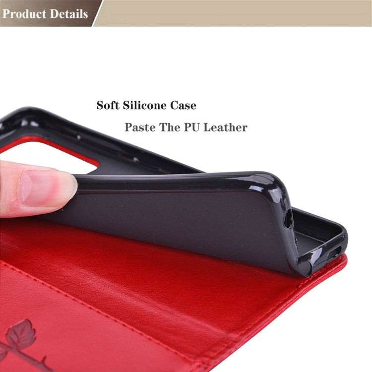 For Xiaomi Redmi 9T Rose Embossed Horizontal Flip PU Leather Case with Holder & Card Slots & Wallet(Red) - Xiaomi Cases by buy2fix | Online Shopping UK | buy2fix
