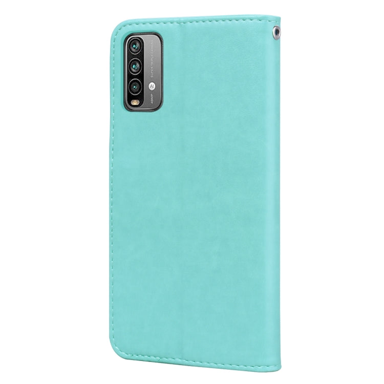 For Xiaomi Redmi 9T Rose Embossed Horizontal Flip PU Leather Case with Holder & Card Slots & Wallet(Green) - Xiaomi Cases by buy2fix | Online Shopping UK | buy2fix