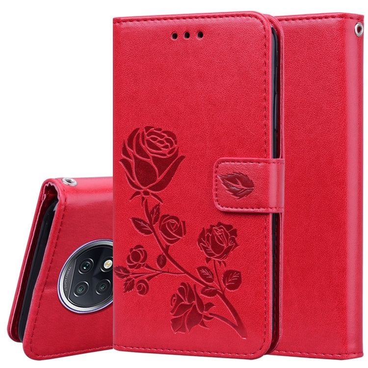 For Xiaomi Redmi Note 9T 5G Rose Embossed Horizontal Flip PU Leather Case with Holder & Card Slots & Wallet(Red) - Xiaomi Cases by buy2fix | Online Shopping UK | buy2fix