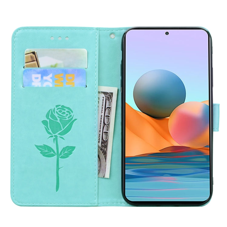 For Xiaomi Redmi Note 10 Pro Rose Embossed Horizontal Flip PU Leather Case with Holder & Card Slots & Wallet(Green) - Xiaomi Cases by buy2fix | Online Shopping UK | buy2fix