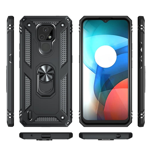For Motorola Moto E7 Shockproof TPU + PC Protective Case with 360 Degree Rotating Holder(Black) by buy2fix