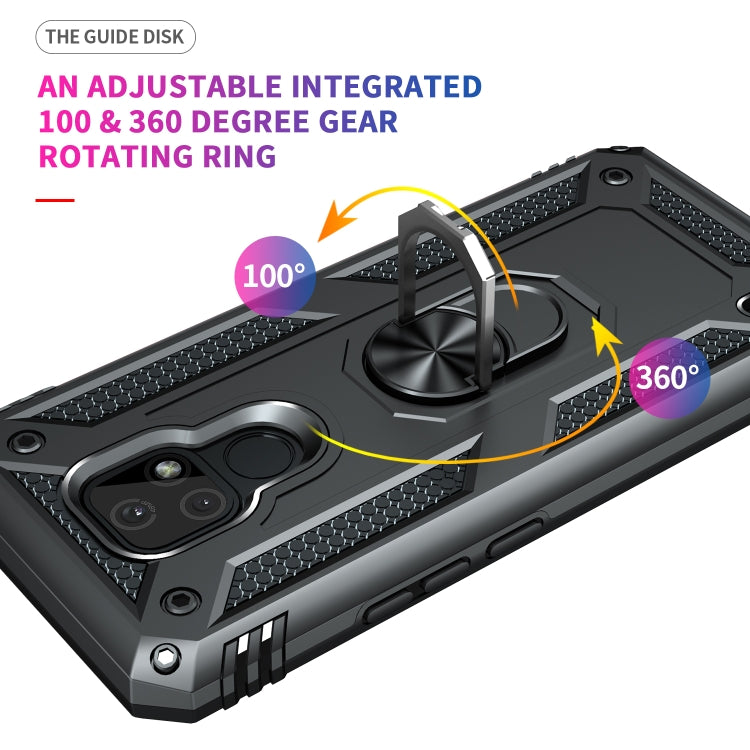 For Motorola Moto E7 Shockproof TPU + PC Protective Case with 360 Degree Rotating Holder(Black) by buy2fix