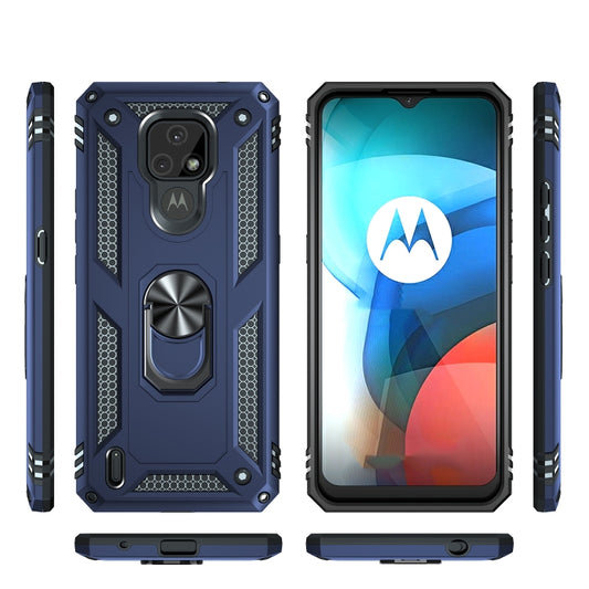 For Motorola Moto E7 Shockproof TPU + PC Protective Case with 360 Degree Rotating Holder(Blue) by buy2fix