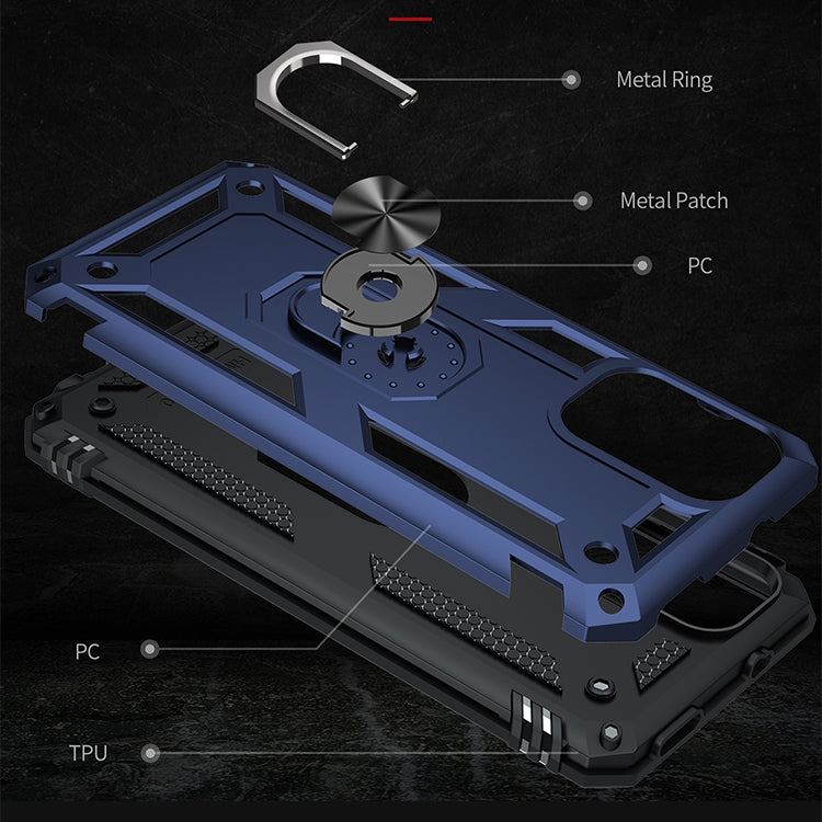 For Xiaomi Redmi Note 10 / Note 10s Shockproof TPU + PC Protective Case with 360 Degree Rotating Holder(Blue) - Xiaomi Cases by buy2fix | Online Shopping UK | buy2fix