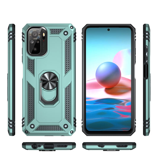 For Xiaomi Redmi Note 10 / Note 10s Shockproof TPU + PC Protective Case with 360 Degree Rotating Holder(Dark Green) by buy2fix