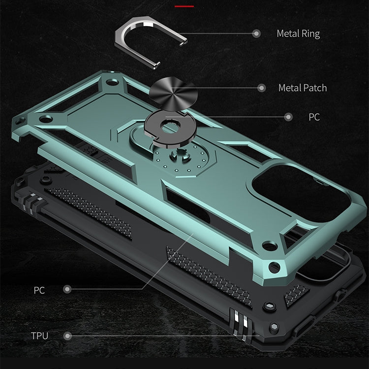 For Xiaomi Redmi Note 10 / Note 10s Shockproof TPU + PC Protective Case with 360 Degree Rotating Holder(Dark Green) - Xiaomi Cases by buy2fix | Online Shopping UK | buy2fix
