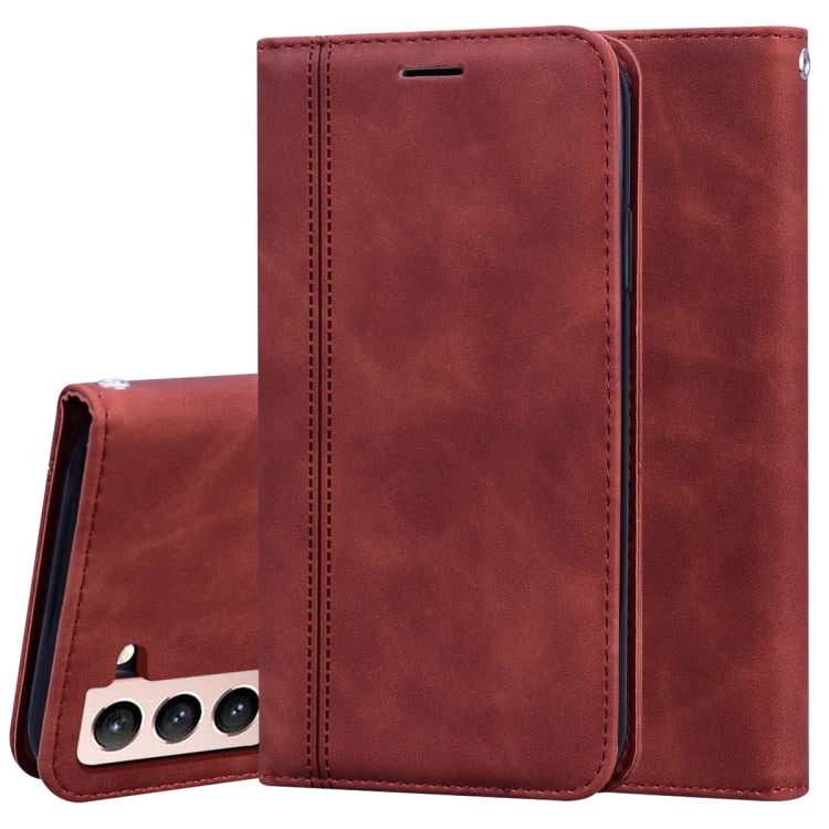 For Samsung Galaxy S21 5G Frosted Business Magnetic Horizontal Flip PU Leather Case with Holder & Card Slot & Lanyard(Brown) - Galaxy S21 5G Cases by buy2fix | Online Shopping UK | buy2fix