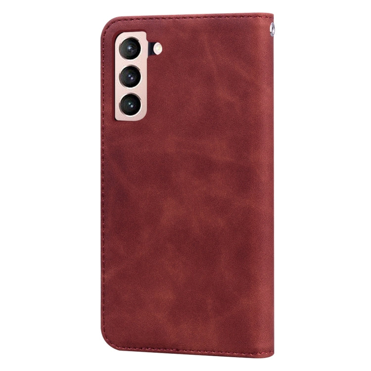 For Samsung Galaxy S21 5G Frosted Business Magnetic Horizontal Flip PU Leather Case with Holder & Card Slot & Lanyard(Brown) - Galaxy S21 5G Cases by buy2fix | Online Shopping UK | buy2fix