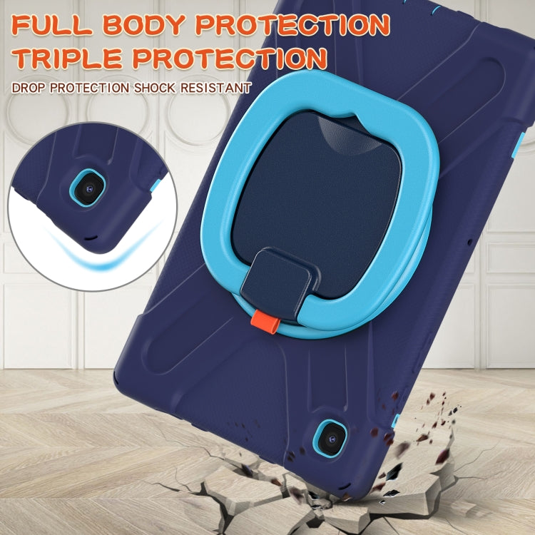 For iPad 9.7 inch (2018/2017) Silicone + PC Protective Case with Holder & Shoulder Strap(Navy Blue + Blue) - iPad Pro 9.7 inch Cases by buy2fix | Online Shopping UK | buy2fix