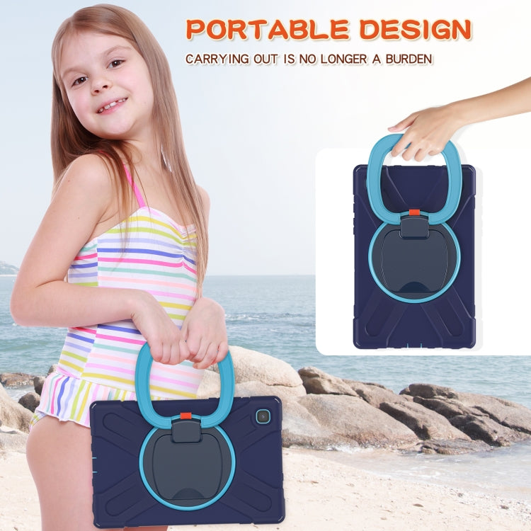 For iPad 9.7 inch (2018/2017) Silicone + PC Protective Case with Holder & Shoulder Strap(Navy Blue + Blue) - iPad Pro 9.7 inch Cases by buy2fix | Online Shopping UK | buy2fix