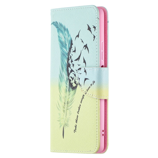 For Xiaomi Redmi Note 10 Pro Colored Drawing Pattern Horizontal Flip Leather Case with Holder & Card Slots & Wallet(Feather) by buy2fix