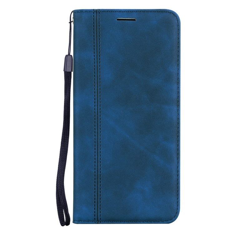 For Xiaomi Redmi Note 10 4G Frosted Business Magnetic Horizontal Flip PU Leather Case with Holder & Card Slot & Lanyard(Blue) - Xiaomi Cases by buy2fix | Online Shopping UK | buy2fix