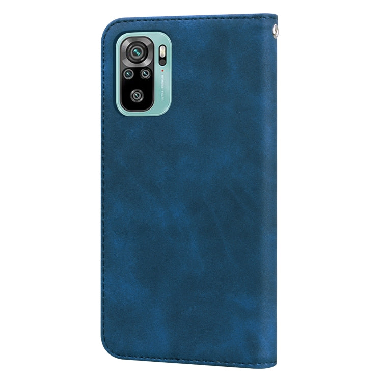 For Xiaomi Redmi Note 10 4G Frosted Business Magnetic Horizontal Flip PU Leather Case with Holder & Card Slot & Lanyard(Blue) - Xiaomi Cases by buy2fix | Online Shopping UK | buy2fix