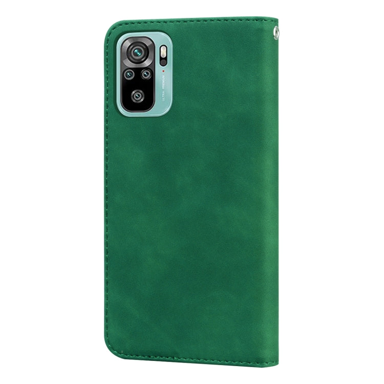 For Xiaomi Redmi Note 10 4G Frosted Business Magnetic Horizontal Flip PU Leather Case with Holder & Card Slot & Lanyard(Green) - Xiaomi Cases by buy2fix | Online Shopping UK | buy2fix