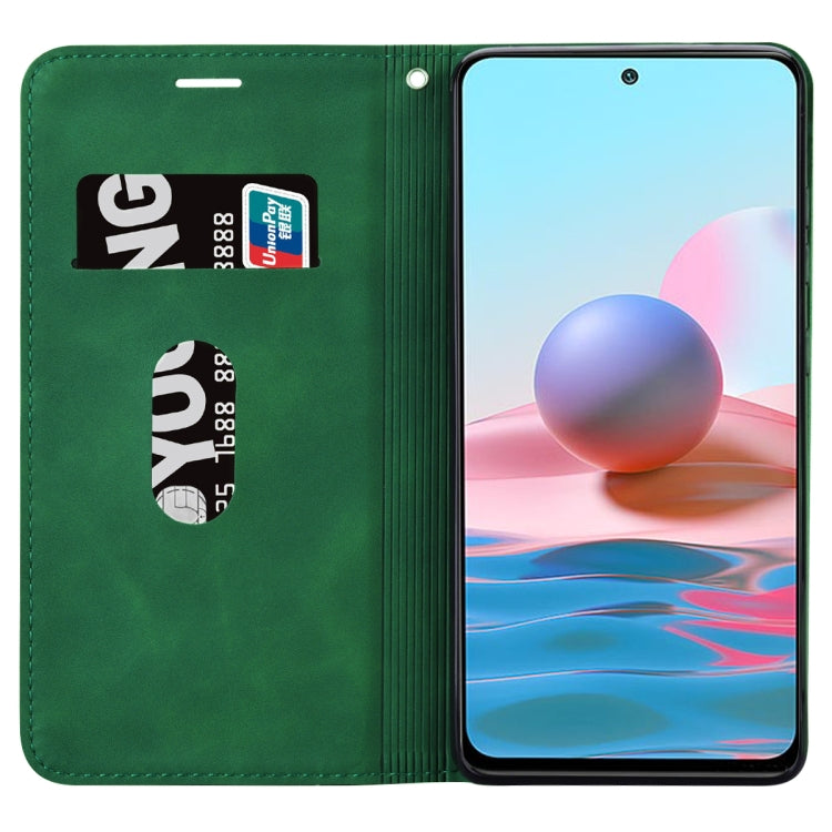 For Xiaomi Redmi Note 10 4G Frosted Business Magnetic Horizontal Flip PU Leather Case with Holder & Card Slot & Lanyard(Green) - Xiaomi Cases by buy2fix | Online Shopping UK | buy2fix