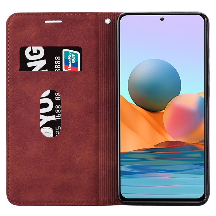 For Xiaomi Redmi Note 10 Pro Frosted Business Magnetic Horizontal Flip PU Leather Case with Holder & Card Slot & Lanyard(Brown) - Xiaomi Cases by buy2fix | Online Shopping UK | buy2fix