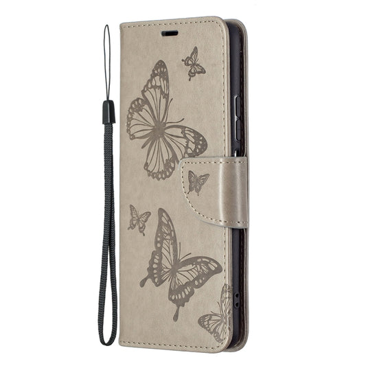 For Xiaomi Mi 11i / Poco F3 / Redmi K40 Two Butterflies Embossing Pattern Horizontal Flip Leather Case with Holder & Card Slot & Wallet & Lanyard(Gray) by buy2fix