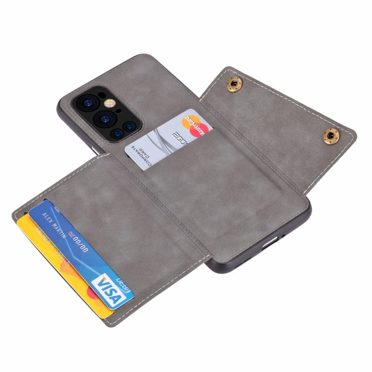 For OnePlus 9 Pro Double Buckle PU + TPU Shockproof Magnetic Protective Case with Card Slot & Holder(Grey) by buy2fix