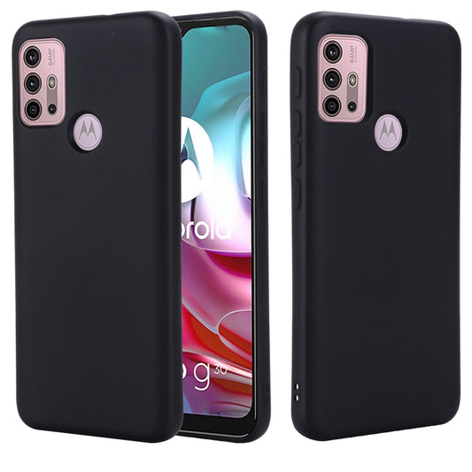 For Motorola Moto G30 / G10 Solid Color Liquid Silicone Dropproof Full Coverage Protective Case(Black) by buy2fix