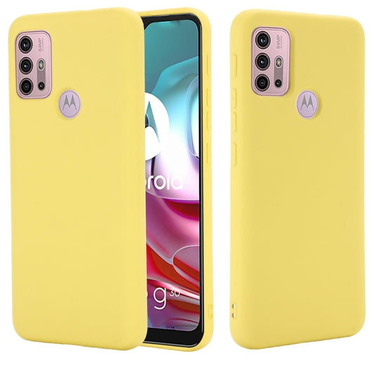 For Motorola Moto G30 / G10 Solid Color Liquid Silicone Dropproof Full Coverage Protective Case(Yellow) by buy2fix
