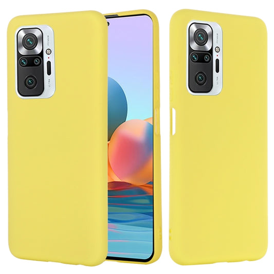 For Xiaomi Redmi Note 10 Pro Max Solid Color Liquid Silicone Dropproof Full Coverage Protective Case(Yellow) by buy2fix