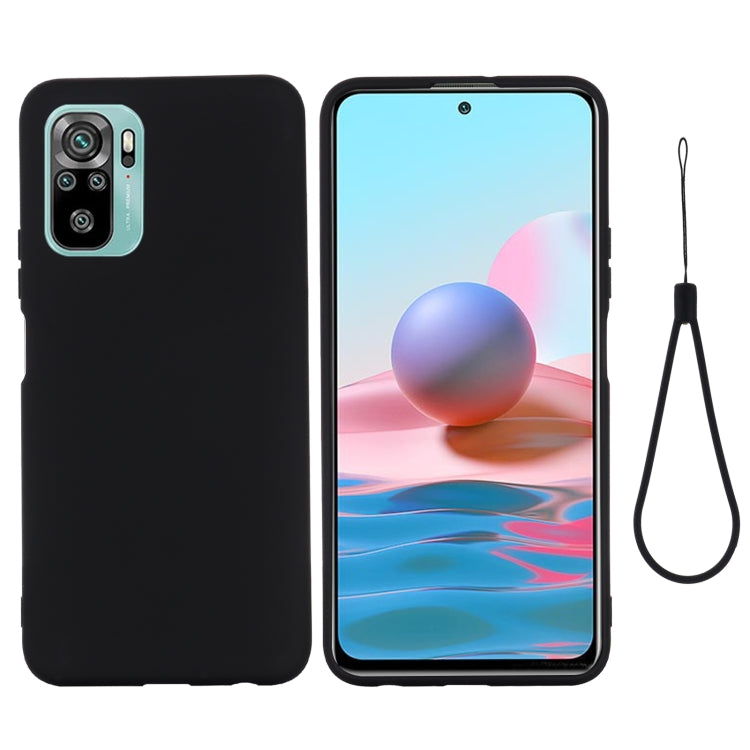 For Xiaomi Redmi Note 10S Solid Color Liquid Silicone Dropproof Full Coverage Protective Case(Black) - Xiaomi Cases by buy2fix | Online Shopping UK | buy2fix