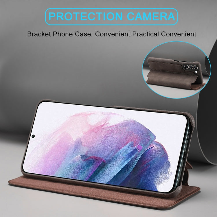 For Samsung Galaxy S21 FE LC.IMEEKE Hon Ancient Series Horizontal Flip Leather Case with Holder & Card Slot(Coffee) - Galaxy Phone Cases by LC.IMEEKE | Online Shopping UK | buy2fix