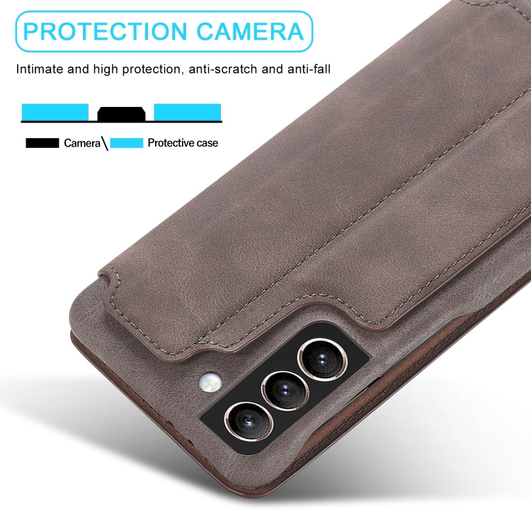 For Samsung Galaxy S21 FE LC.IMEEKE Hon Ancient Series Horizontal Flip Leather Case with Holder & Card Slot(Coffee) - Galaxy Phone Cases by LC.IMEEKE | Online Shopping UK | buy2fix