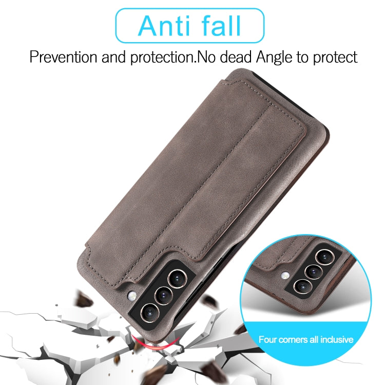 For Samsung Galaxy S21 FE LC.IMEEKE Hon Ancient Series Horizontal Flip Leather Case with Holder & Card Slot(Coffee) by LC.IMEEKE