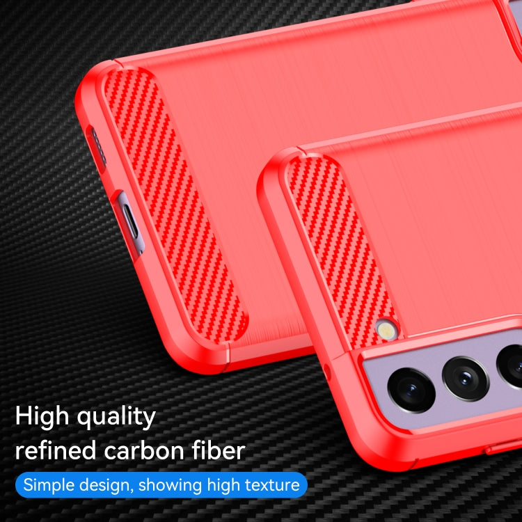 For Samsung Galaxy S21 FE Brushed Texture Carbon Fiber TPU Case(Red) by buy2fix