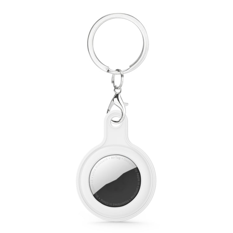 Gel Leather Case Cover with Switchable Keychain Ring for AirTag(White) - Key Chain Series by buy2fix | Online Shopping UK | buy2fix
