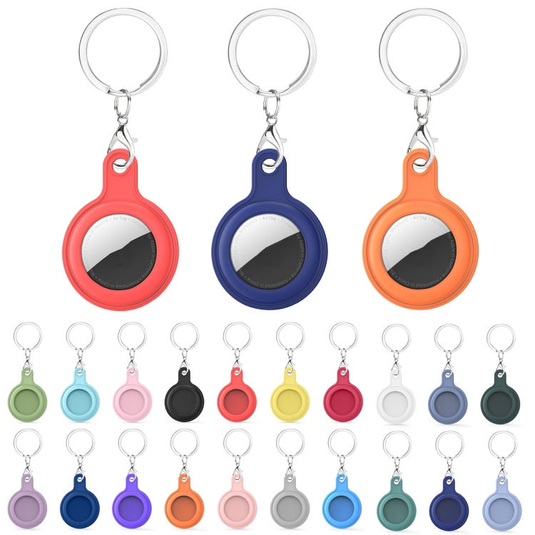 Gel Leather Case Cover with Switchable Keychain Ring for AirTag(White) - Key Chain Series by buy2fix | Online Shopping UK | buy2fix