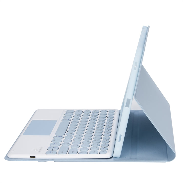 YT102B-A Detachable Candy Color Skin Feel Texture Round Keycap Bluetooth Keyboard Leather Case with Touch Control For iPad 10.2 2020 & 2019 / Air 2019 / Pro 10.5 inch(White Ice) by buy2fix