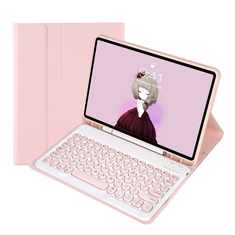 YT11B Detachable Candy Color Skin Feel Texture Round Keycap Bluetooth Keyboard Leather Case For iPad Air 4 2020 / Air 5 2022 / Pro 11 inch 2022 / 2021 / 2020 / 2018(Pink) - For iPad Pro by buy2fix | Online Shopping UK | buy2fix