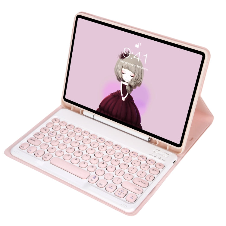 YT11B Detachable Candy Color Skin Feel Texture Round Keycap Bluetooth Keyboard Leather Case For iPad Air 4 2020 / Air 5 2022 / Pro 11 inch 2022 / 2021 / 2020 / 2018(Pink) - For iPad Pro by buy2fix | Online Shopping UK | buy2fix