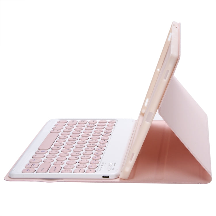 YT11B Detachable Candy Color Skin Feel Texture Round Keycap Bluetooth Keyboard Leather Case For iPad Air 4 2020 / Air 5 2022 / Pro 11 inch 2022 / 2021 / 2020 / 2018(Pink) - For iPad Pro by buy2fix | Online Shopping UK | buy2fix