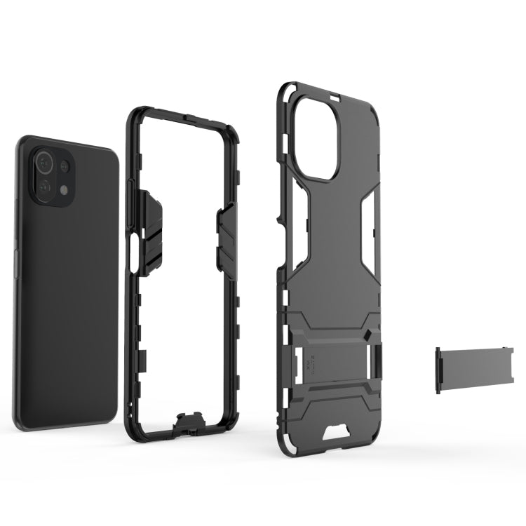For Xiaomi Mi 11 Lite Shockproof PC + TPU Protective Case with Hidden Holder(Red) - Xiaomi Cases by buy2fix | Online Shopping UK | buy2fix