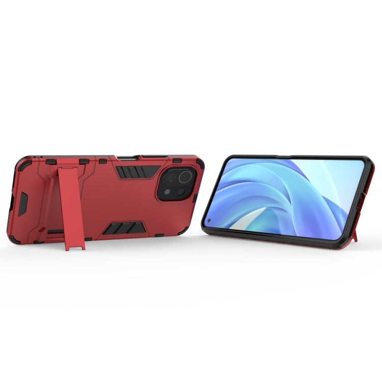 For Xiaomi Mi 11 Lite Shockproof PC + TPU Protective Case with Hidden Holder(Red) - Xiaomi Cases by buy2fix | Online Shopping UK | buy2fix