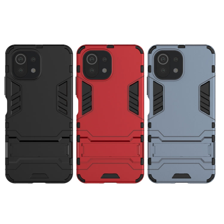 For Xiaomi Mi 11 Lite Shockproof PC + TPU Protective Case with Hidden Holder(Red) - Xiaomi Cases by buy2fix | Online Shopping UK | buy2fix