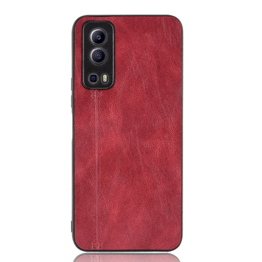 For vivo Y72 5G / iQOO Z3 5G Shockproof Sewing Cow Pattern Skin PC + PU + TPU Case(Red) by buy2fix