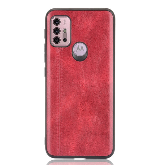 For Motorola Moto G30 / G10 Shockproof Sewing Cow Pattern Skin PC + PU + TPU Case(Red) by buy2fix