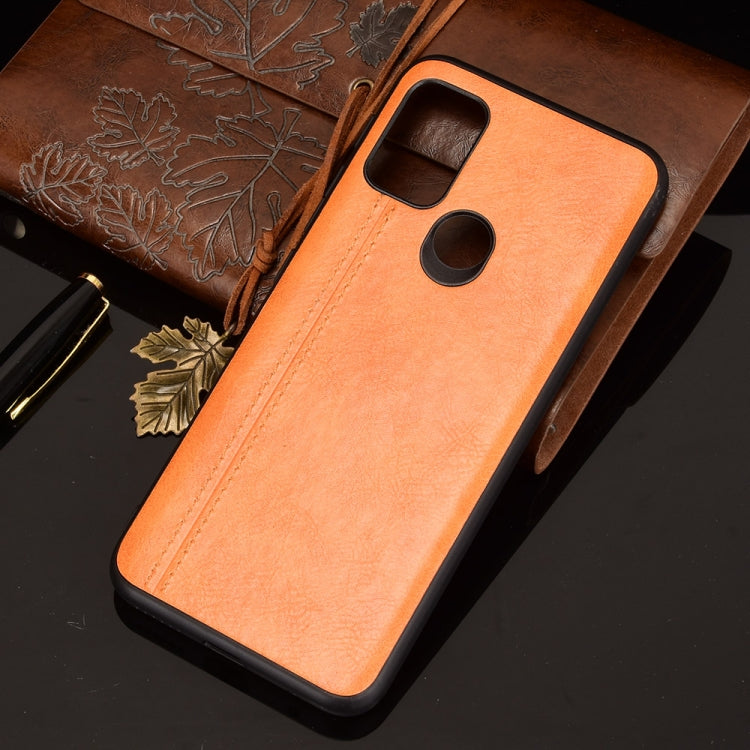 For Motorola Moto G30 / G10 Shockproof Sewing Cow Pattern Skin PC + PU + TPU Case(Orange) by buy2fix