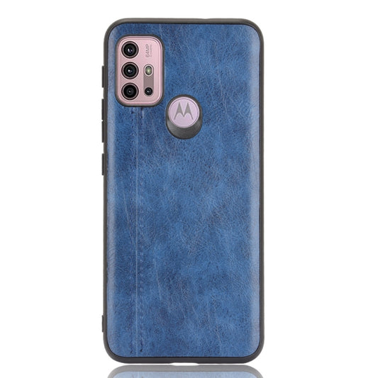 For Motorola Moto G30 / G10 Shockproof Sewing Cow Pattern Skin PC + PU + TPU Case(Blue) by buy2fix