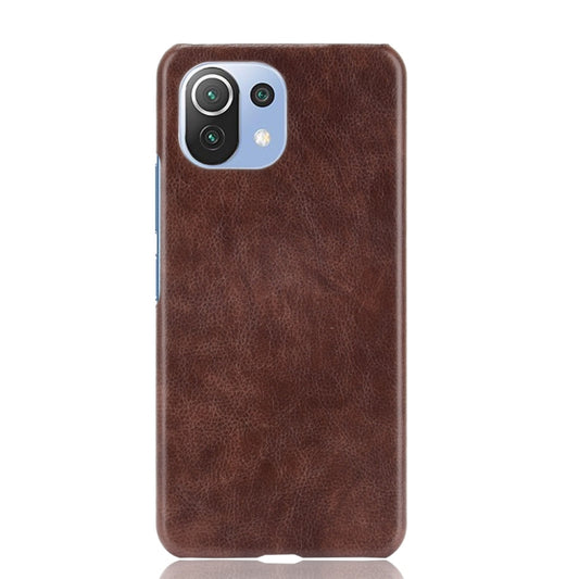 For Xiaomi Mi 11 Lite Shockproof Litchi Texture PC + PU Case(Brown) by buy2fix