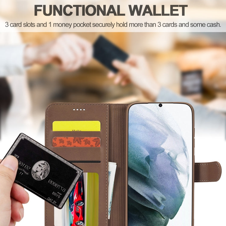 For Samsung Galaxy S21 FE LC.IMEEKE Calf Texture Horizontal Flip Leather Case, with Holder & Card Slots & Wallet(Coffee) - Galaxy Phone Cases by LC.IMEEKE | Online Shopping UK | buy2fix