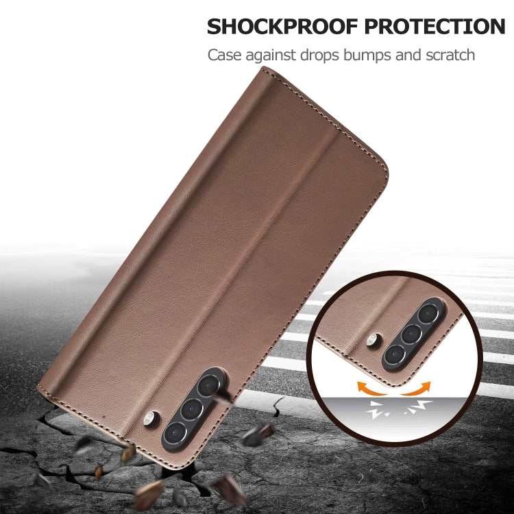 For Samsung Galaxy S21 FE LC.IMEEKE Calf Texture Horizontal Flip Leather Case, with Holder & Card Slots & Wallet(Coffee) - Galaxy Phone Cases by LC.IMEEKE | Online Shopping UK | buy2fix