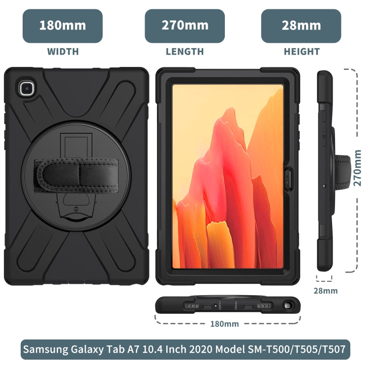 For Samsung Galaxy Tab A7 10.4 2020 T500 / T505 Shockproof Colorful Silicone + PC Protective Case with Holder & Shoulder Strap & Hand Strap(Black) - Other Galaxy Tab PC by buy2fix | Online Shopping UK | buy2fix